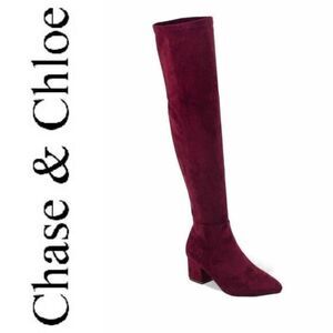 CHASE+CHLOE Burgundy Over The Knee Boots SIZE 7